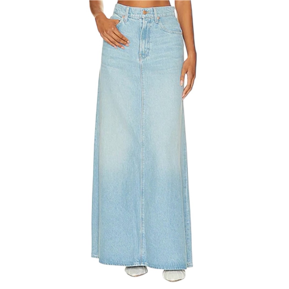 MOTHER Anthropologie Skirt Size 26 Snacks Maxi Light Wash Fall Denim Sugar Cone
